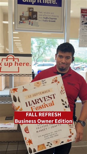 Ready to rake in more business? It’s time for a seasonal refresh. Adriel is showing how easy it is to make your brand stand out this fall with bold banners, sleek posters, and professional signage. Upload your own designs, choose from our templates, or create something original with our Canva integration. Get your new look printed fast and be ready to crush it this season. https://bit.ly/3WlD8h6 | Office Depot