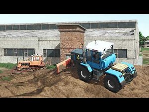 FS25 Russian Kolhoz. Working on a manure heap DT-75, HTZ-17221