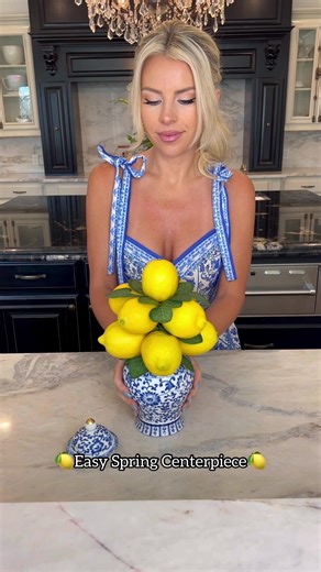 Lemon Centerpiece🍋💙 Perfect for spring and summer! Elevates any indoor or outdoor space! What you need: Decorative jar or vase Bamboo skewer sticks (mine are 6