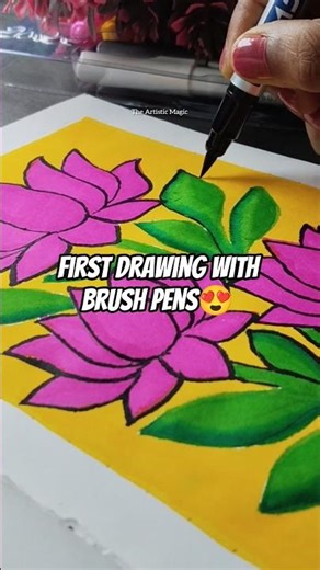 My First Drawing With Brush Pens 😍 #shorts #art