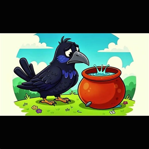 The Thirsty Crow Story | 1 Minute Moral Story for Kids | Cartoon Story