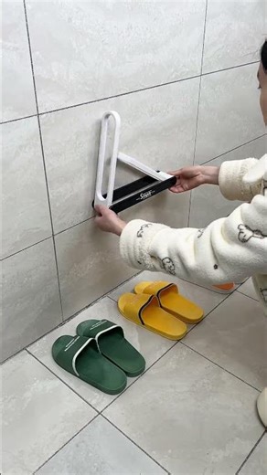No Drill Wall Mounted Slipper Rack | Foldable Bathroom Slipper Holder | Space Saving Home Organizer