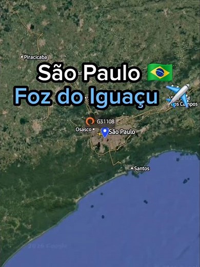 São Paulo - Foz do Iguaçu, PR 🇧🇷 1 hour and 15 minutes flight time 🕒