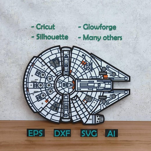 Millennium Falcon Layered Design for Laser and Paper Cutting, Star War Svg Dxf for Cricut Silhouette X-tool Glowforge Shadow Box Design - Etsy