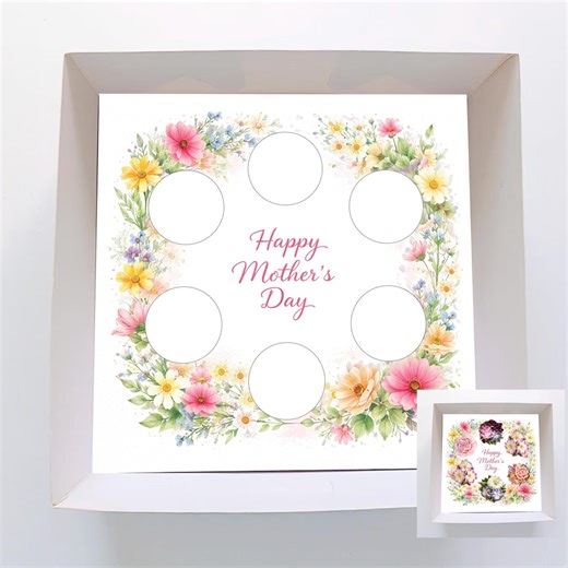 Mother’s Day Cupcake Box Insert Template Printable – Floral Cupcake Holder for 6 Cupcakes – Mothers Day Cupcake Packaging USA UK AUS - Etsy