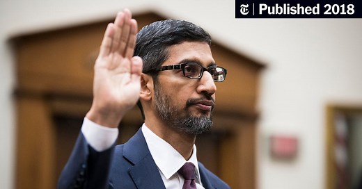 Sundar Pichai, Google’s C.E.O., Testifies on Capitol Hill