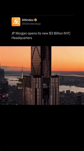 AltIndex on Instagram: "JPMorgan Chase has officially opened its new global headquarters at 270 Park Avenue in Midtown Manhattan. The 60‑story skyscraper, built at a cost of about $3 billion, now stands as a striking addition to New York City’s skyline. Designed to reflect sustainability and innovation, the tower serves as a modern workspace for thousands of employees and symbolizes the bank’s long-term commitment to New York as its home base."