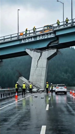 BREAKING: City’s Main Bridge Collapses in Seconds During Post-Flood Evacuation! #bridge #trending
