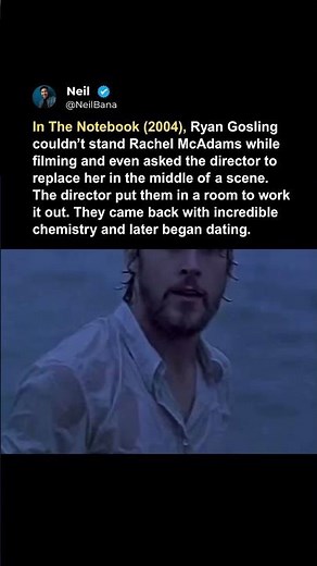 In The Notebook (2004), Ryan Gosling couldn’t stand Rachel McAdams while filming