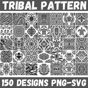 Tribal Pattern Designs Bundle: Polynesian Tattoo Art, PNG SVG Cut Files - Etsy