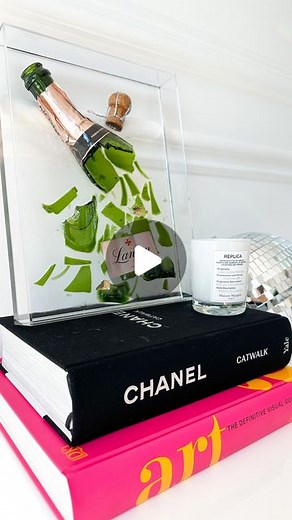 Lauren Riihimaki on Instagram: "saw this champagne bottle smash art and u already know I have a few bottles ready for (drinking) DIYing ✨💖🥂"