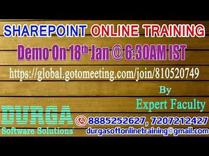 SHAREPOINT Online training by Expert Faculty Demo on 18th Jan @6:30AM IST
