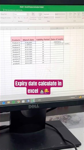 Excel Me Expiry Date Automatically Kaise Nikale | Amazing Excel Trick 🔥#shorts