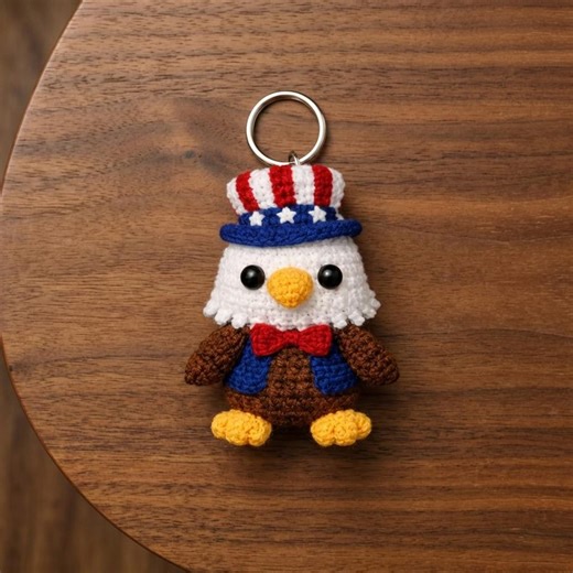 Keychain Animal Eagle Patriotic, Amigurumi Eagle Bag Charm, Cute Handmade Eagle USA , Animal Plush Gift, Backpack Accessory, 250 Anniversary - Etsy