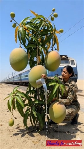 Indian Lady Soldier Waters Mango Tree and Saves It from Drying Up. 😭 #ai #tree #save #water