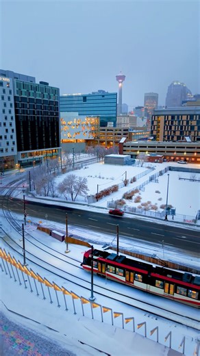 Calgary’s C-Train at City Hall Station ❄️
