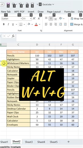 Excel Me Gridlines Hide Karne Ka Shortcut | Alt + W + V + G | Excel Tips (Part-61)