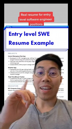 #greenscreen resume example for entry level software engineer #code #coding #programming #softwareengineer #techtok #tech #computerscience #devcrew #resume #career
