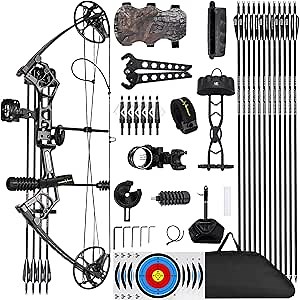 SOPOGER Archery Compound Bows for Adult - Compound Bow Package Kit Full Set Adjustable Draw Weight 30-60 Lbs IBO Speed 320 FPS for Beginner Teens Outdoor Hunting Shooting Practice