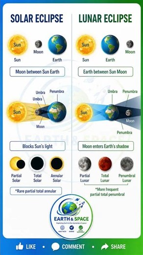 🌞🌑 Did You Know? Solar and Lunar Eclipses Are Completely Different! 🤯