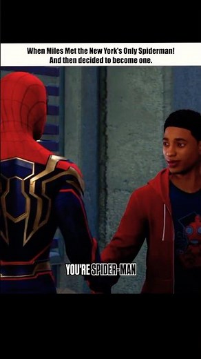 Miles Morales didn't know what to do when he met Spiderman 😭 #gaming #funny