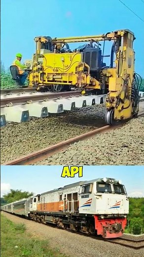 Pemasangan rel dan bantalan jalur kereta api