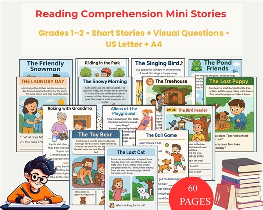 Reading Comprehension Worksheets: Professions, Beginner Readers , 60 Pages , Gift for Kids - Etsy
