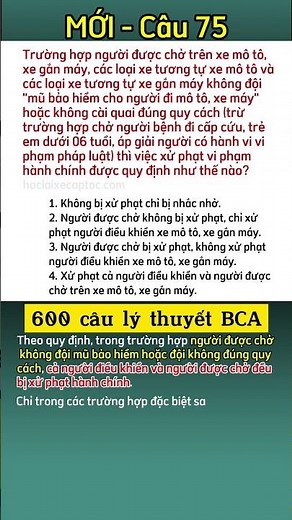 75 - Mẹo học 600 câu lý thuyết MỚI NHẤT 2025 (BCA) | Bí Kíp Học Nhanh