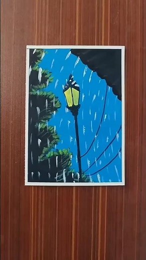 Rainy Night Street Light Drawing 🌧️✨ | Easy Oil Pastel Scenery Art Tutorial