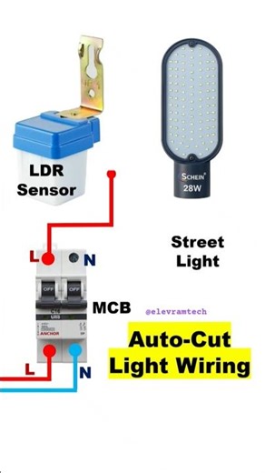 Auto-Cut Street Light Wiring with LDR Sensor | Easy 2D Animation