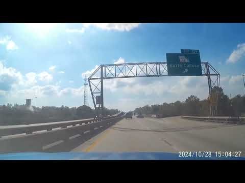 I-10 W Swamp Bridge Between Baton Rouge + Lafayette, LA - Dashcam Video