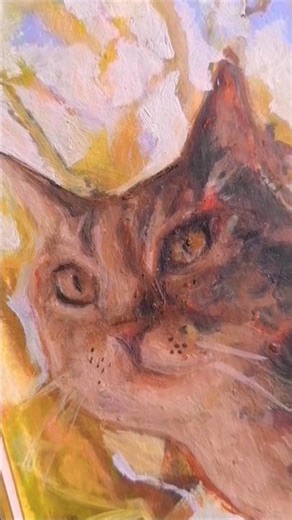 Cat Portrait Painting with Mixed Media | Acrylic and Oil Painting #tutorial #petpainting #retratos