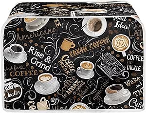 UNICEU Quilted Coffee Pattern Toaster Cover - Fits Most Standard 4 Slice Toasters