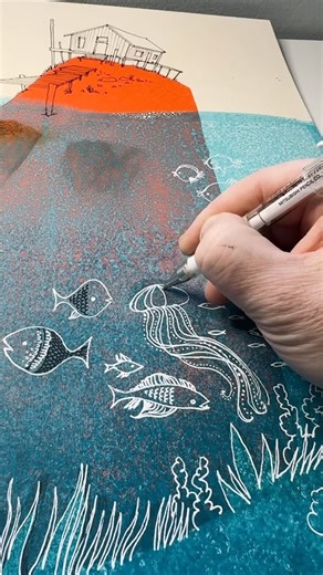 Brandon Campbell 🖋 on Instagram: "I’m sick & watching vintage Sesame Street on HBO 🍲 Next up Price is Right on Pluto. Who’s got Pinwheel?🤔 #drawingprocess #penandinkdrawing #markerart #fishart #tikiart"