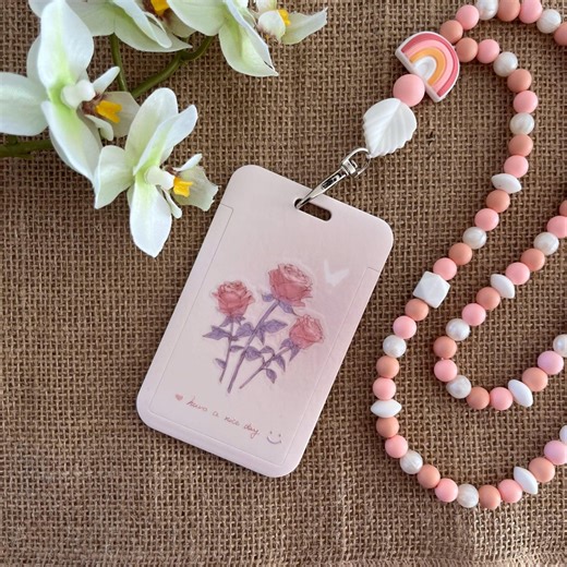 Floral Rigid Card Holder: ID Card Protector - Etsy