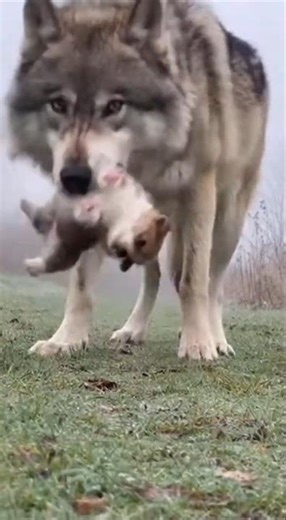 Giant Wolf Befriend a Tiny Cute Corgi Puppy in the Fog 🐺🐶 #Wildlide #heartwarming #wolf