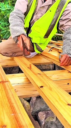 Secure The Roof Beams With Wooden Pegs #job #skills #tools #woodworking