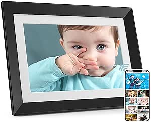 Digital Picture Frame - Benibela 10.1 Inch WiFi AI Smart Electronic Photo Frame with IPS Touch Screen, AI Recognition, 2 Filter, 32GB Slideshow Display, Share Photo Video Anywhere via Email App USB