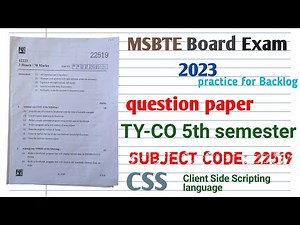 22519 CSS question paper 2023 MSBTE Board exam TY-CO 5th sem | css question paper msbte board exam