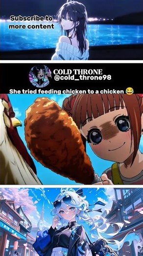 She tried feeding chicken to a chicken 😂|| #anime #shorts