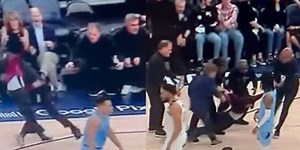 Footage shows how quickly a security guard moved to stop a animal rights protester at NBA game