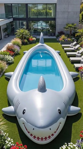 Adorable Shark-Shaped Pool in My Backyard 🦈💦