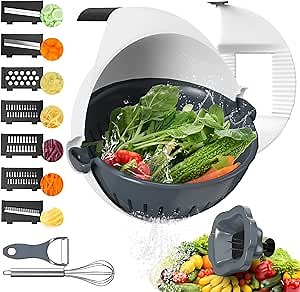 Amazon.com: 4 in 1 Colander With Mixing Bowl Set, Multifunction Food Strainer With Slicer, Pasta Rice Strainer, Fruit and Veggie Washer, Salad Spinner, Rotatable Kitchen Strainer Bowl: Home & Kitchen