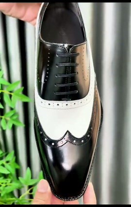 Handmade Leather Wingtip Oxford Shoes: Dual Color Brogue Dress Shoes - Etsy