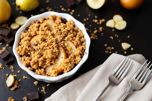 Un dessert de chef en moins de 30 minutes : le crumble poire chocolat de Cyril Lignac