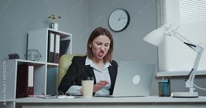 Stressed businesswoman annoyed using stuck laptop, angry woman mad about computer problem frustrated with data loss, online mistake, software error or system failure.