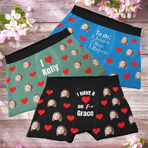 Custom Face Boxers, Personalized Underwear, Valentines Day Gift for Him Huaband Boyfriend - Etsy