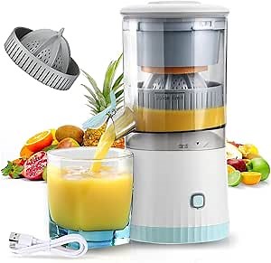 Electric Citrus Juicer, Rechargeable Juicer Machine with USB Cable and Cleaning Brush, Orange Lime Lemon Grapefruit Juicer Squeezer