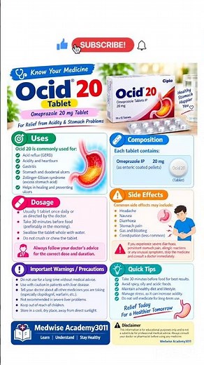 💊 Ocid 20 Tablet | Uses, Composition, Dose & Side Effects | Omeprazole 20 mg 💊
