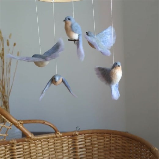 Needle Felted Bluebird Baby Mobile: Pastel Nursery Decor - Etsy